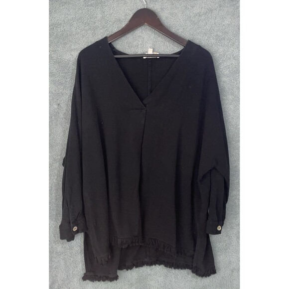 UMGEE Tops - Umgee 1XL Boho Linen Blend Fringe Trim Blouse Top Everyday Minimalist Casual